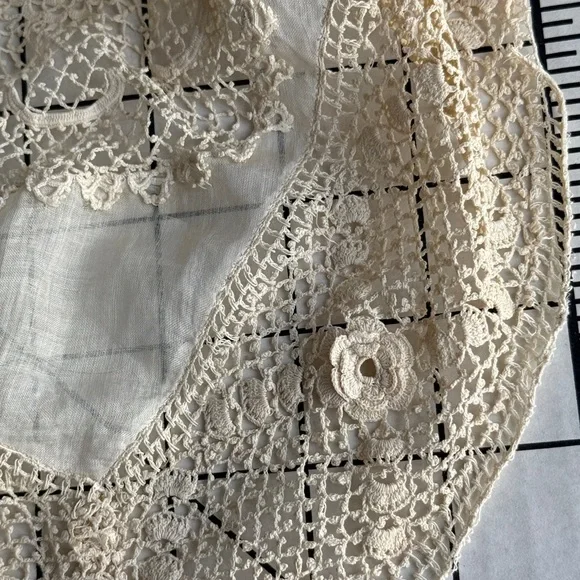 Antique Lace Collar & Trim Lot Victorian Edwardian Filet Lace Heirloom Sewing - Picture 5 of 12